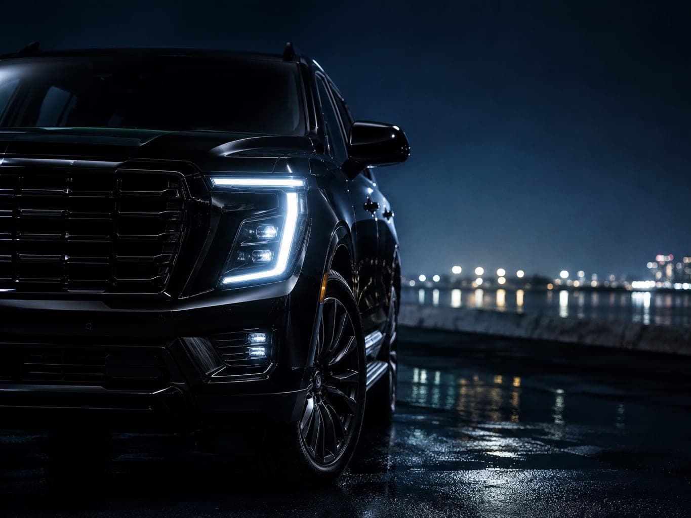 Black SUV waiting at a venue entrance